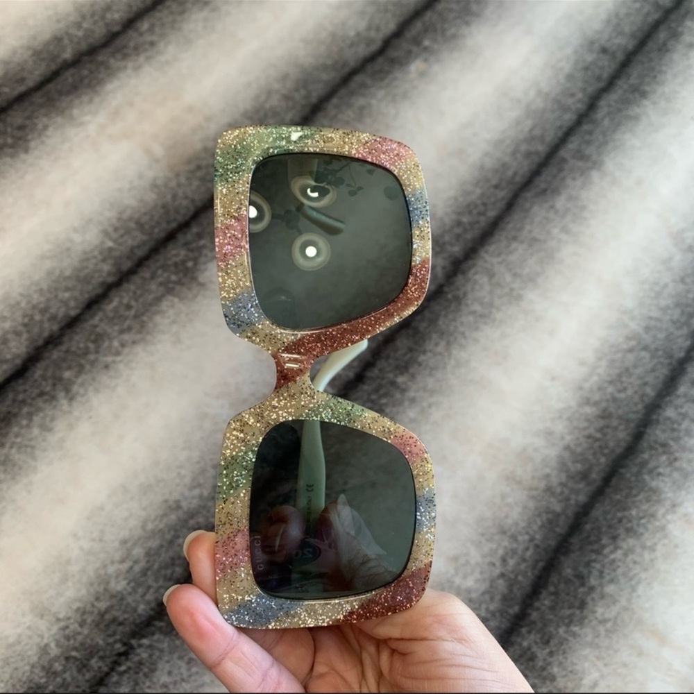 Gucci GG0328S 004 Rainbow Square Sunglasses - Picture 8 of 10